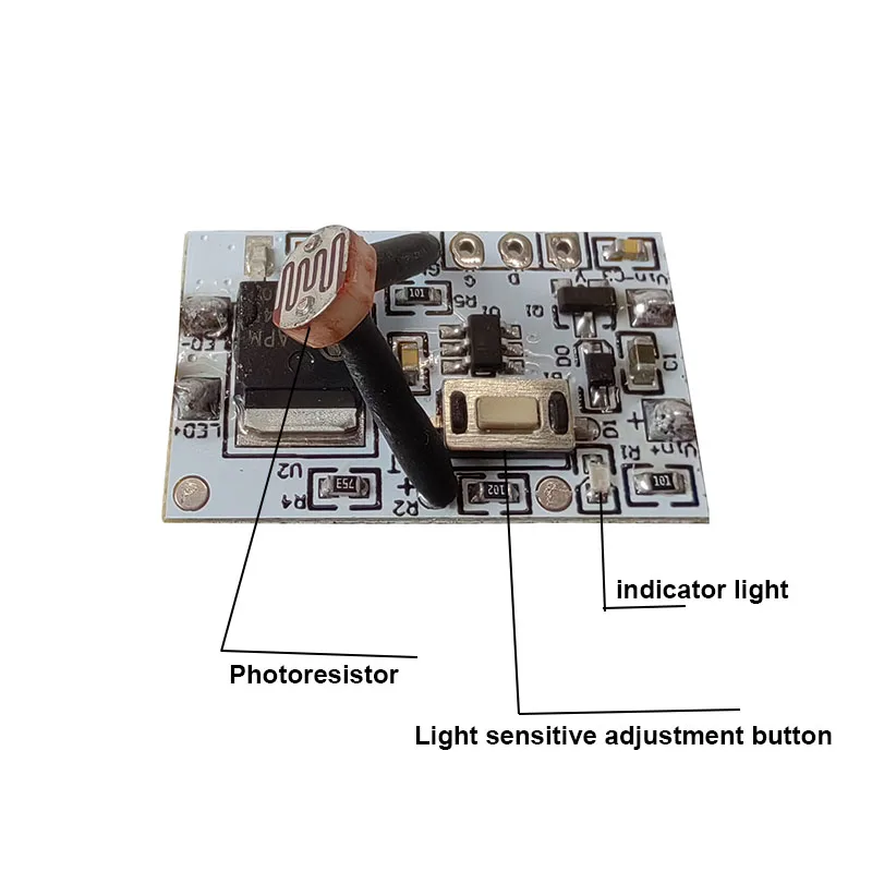 DC3.7-24V Auto On/Off Light Sensor Switch with Dupont Wire, Dual Mode (Day/Night) for Stairs Garage Basement Hallway Lighting,