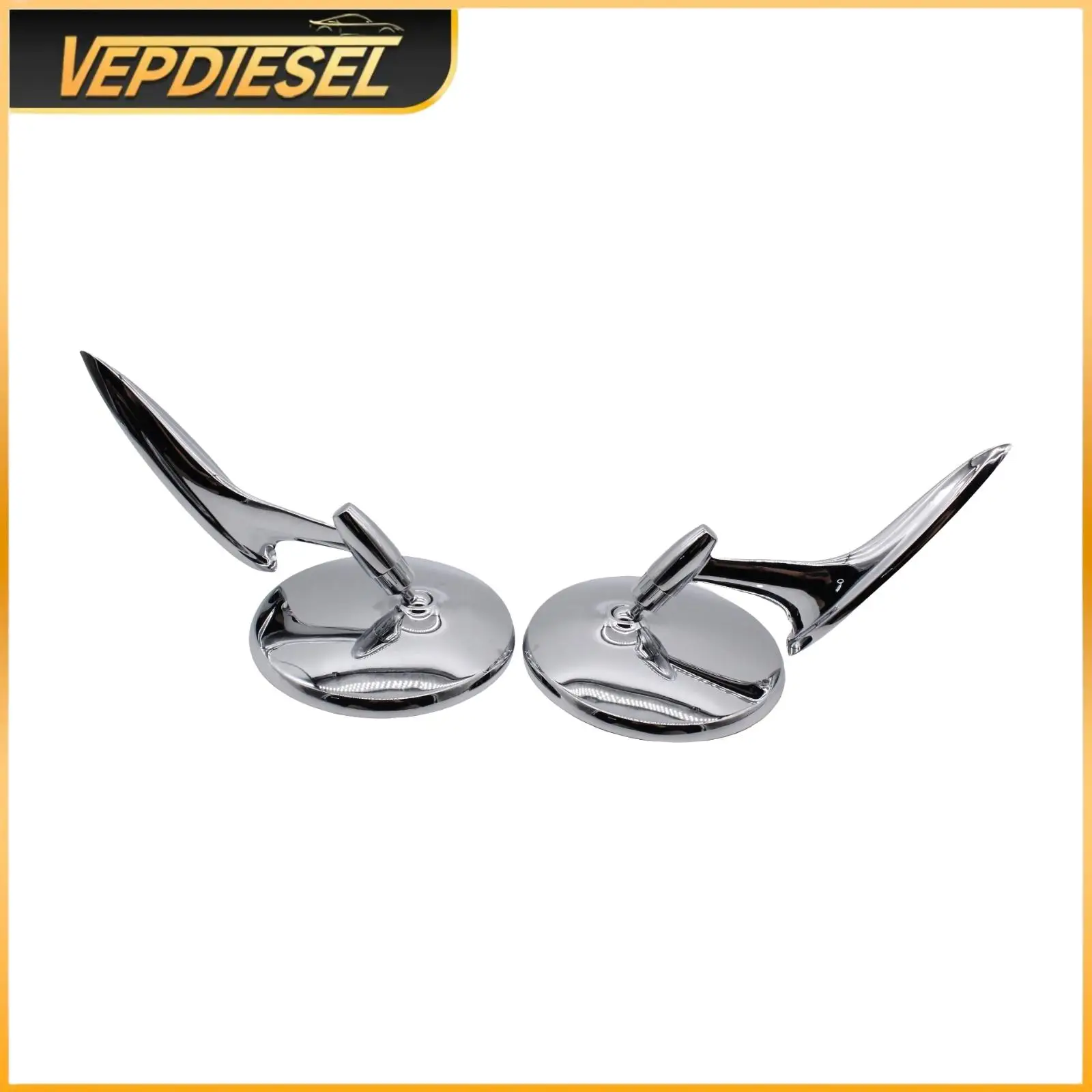 

654394765672 1Pair Round Outside Rearview Mirrors Ribbed Base for Chevrolet Corvair Chevy Chevelle Biscayne Impala Nova 1963-65