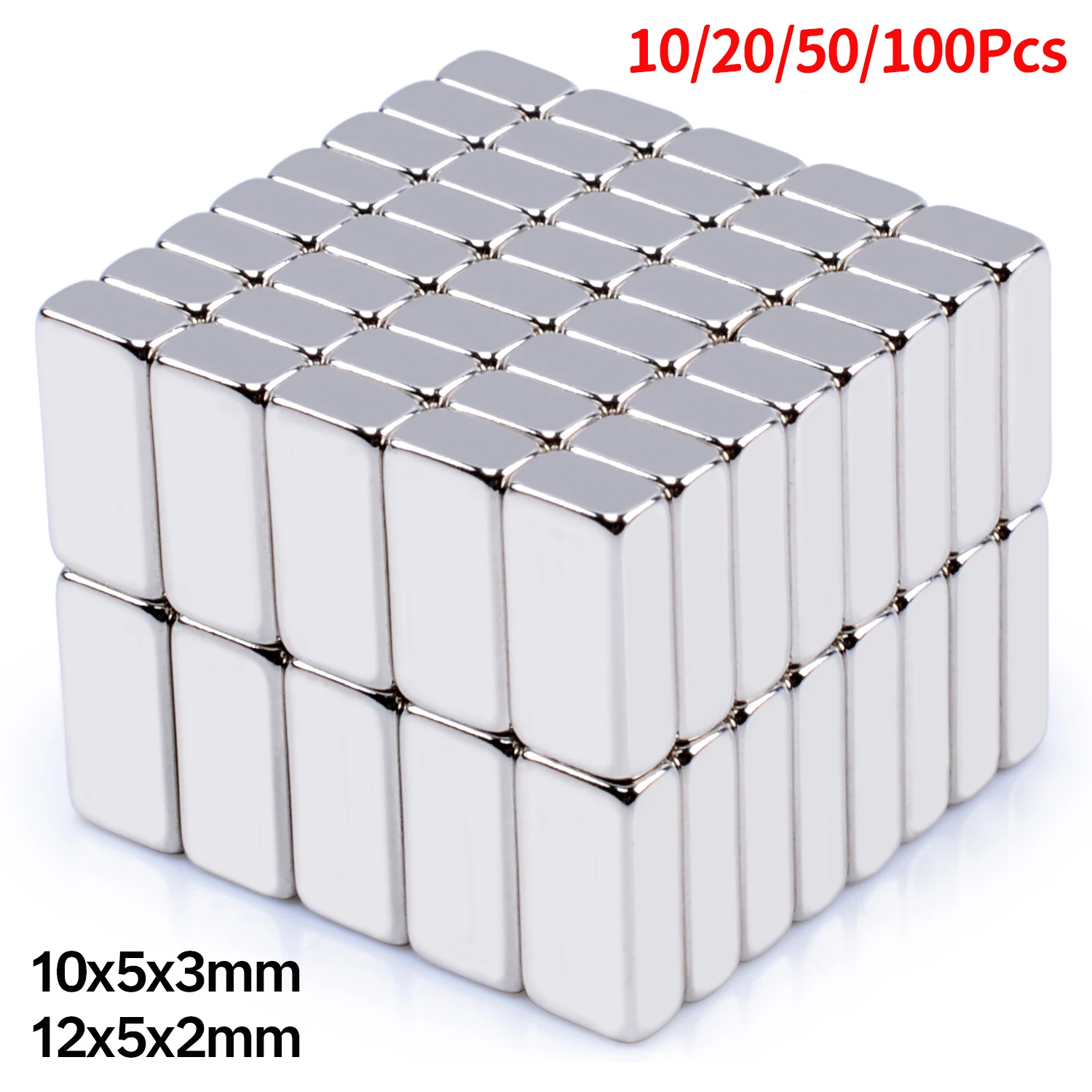 

10/20/50/100Pcs 10x5x3 12x5x2 Neodymium Magnet Imanes Neodimio Super Potentes Square Permanent Magnets Aimant Para Manualidades