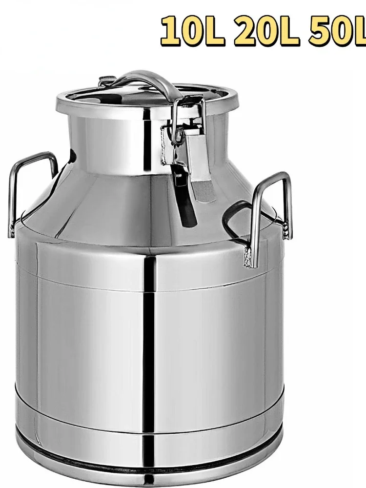 

Milk Jug Pail Can 10L 20L 50L Stainless Steel Storage Bucket for Oil, Wine, Water, Soup and Oatmeal Storage Transportation