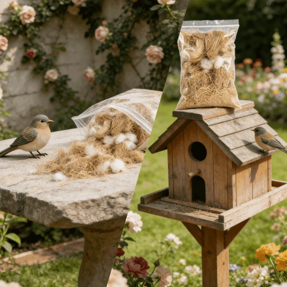 40g de Seda Huangma, Material para Nidos de Aves, para Pájaros Pequeños, Canarios, Periquitos, Fibra Natural para Jaulas y Jardines