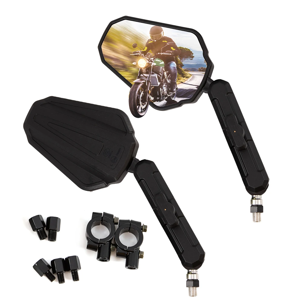 Motorcycle Mirrors Angle Adjustable Folding Handlebar Rear View Side Mirror With Adventure Dirt Street Bike ATV Snowmobile Scoot 