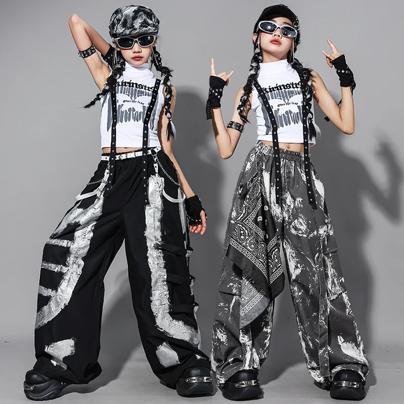 T-shirt per ragazze Hip Hop Pantaloni cargo mimetici Pantaloncini da ballo di strada Ragazze K-pop Jazz Costume Set di vestiti per bambini Bambini Streetwear