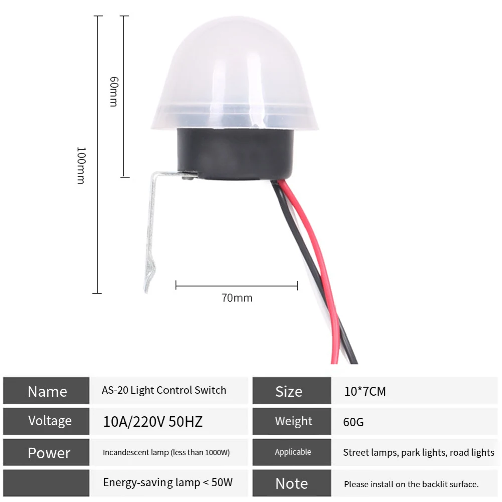 AC220V Switch Automatic Light Control Outdoor Lighting 10A Current Adjustable Wiring Advanced Integrated Circuit