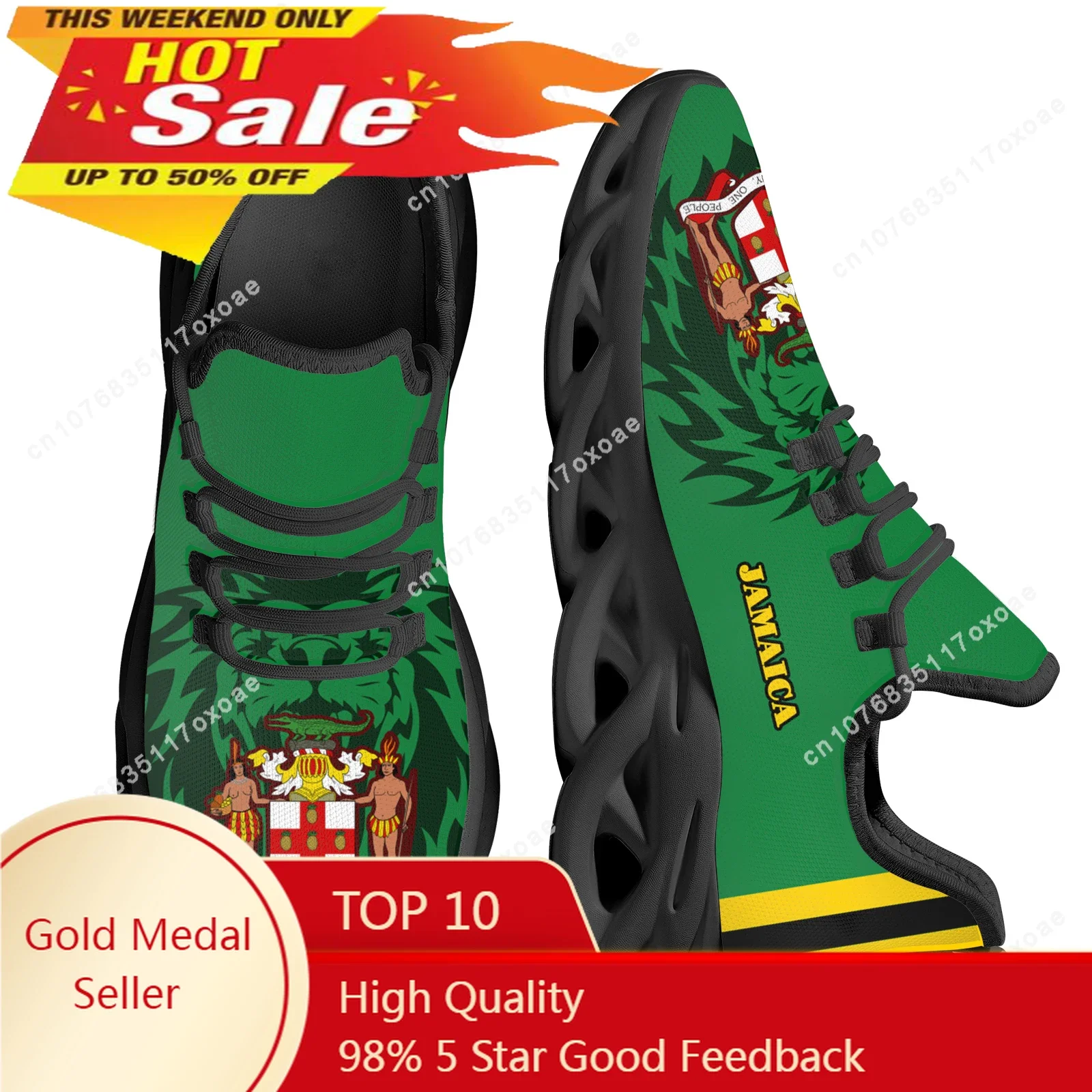 Jamaica Flag Print Women's Mesh Swing Sneakers Rasta Rastafari Lion Design Platform Shoes for Ladies Comfort Tennis