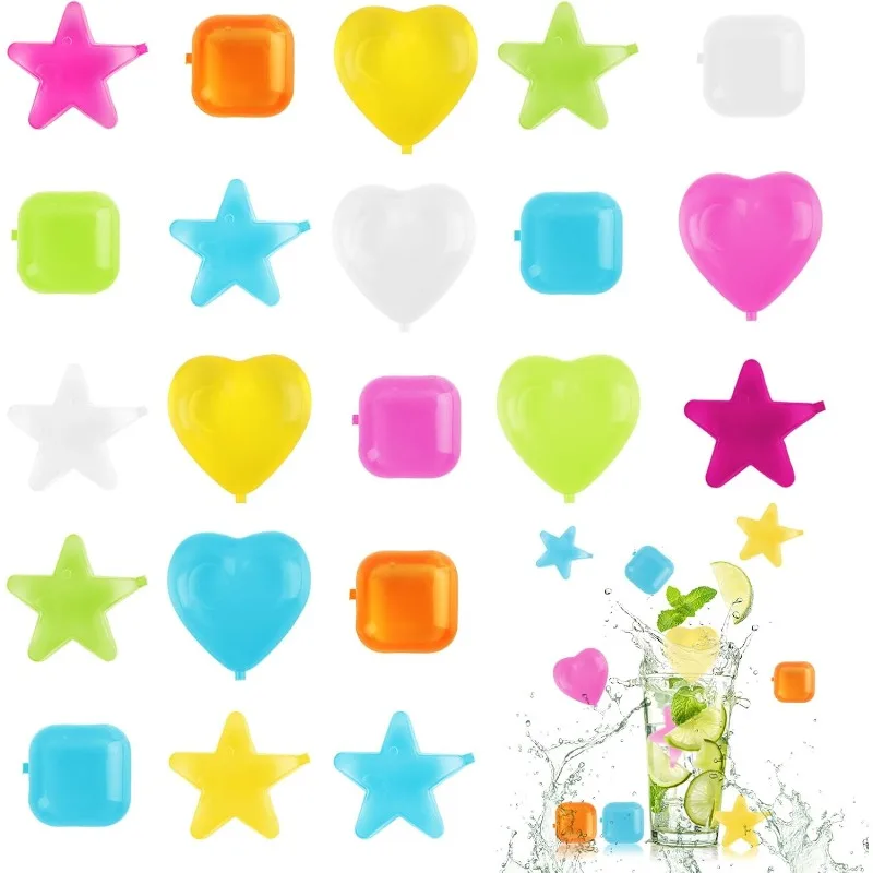 

Reusable ice cubes, 25 plastic ice cubes, ice cubes, ice-cooled drinks, party decoration drinks (random colors)