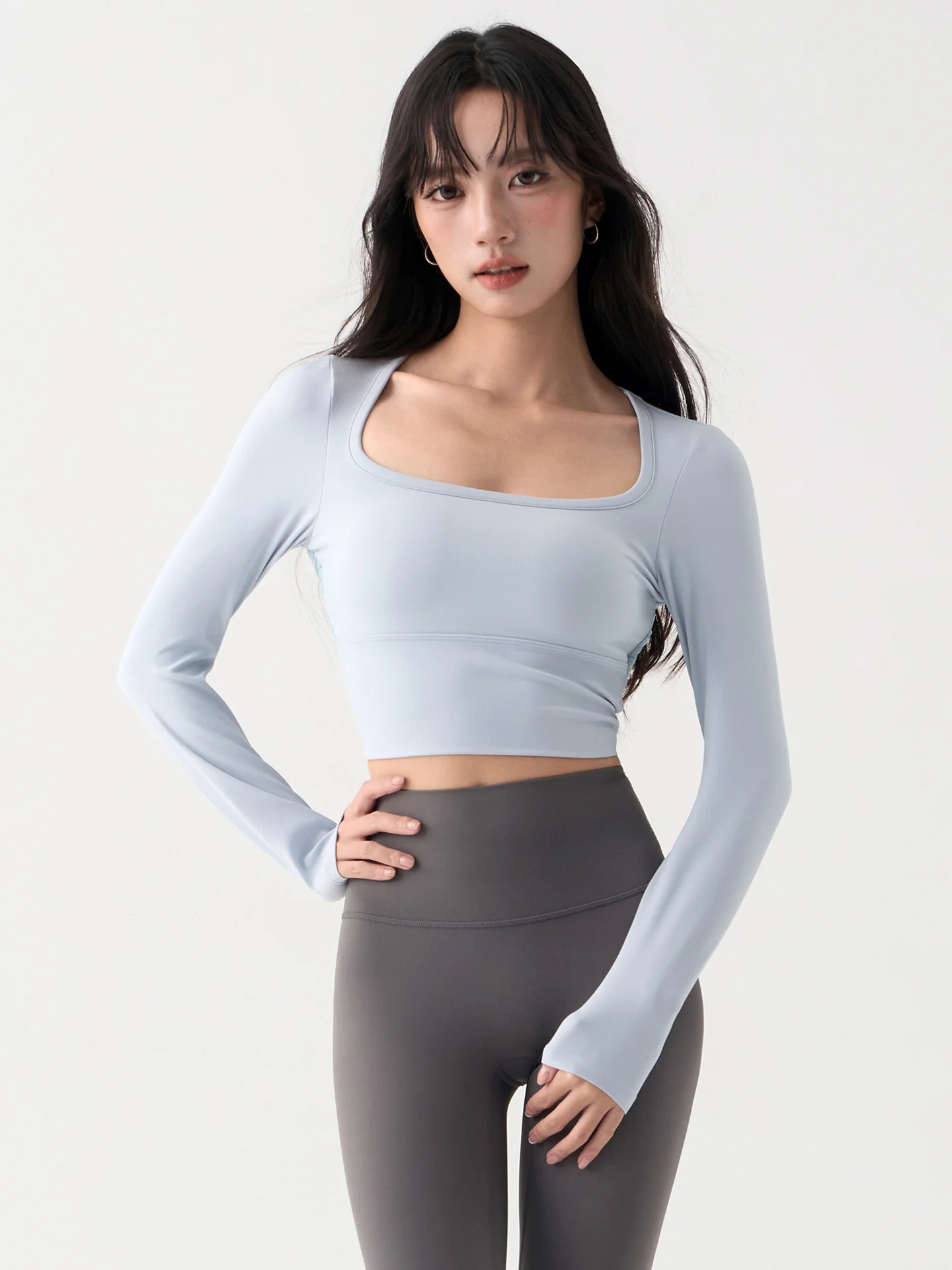 

Весенняя новая одежда для йоги и фитнеса Long Sve, женский профессиональный тренировочный топ для пилатеса с накладкой на грудь, спортивная одежда для бега