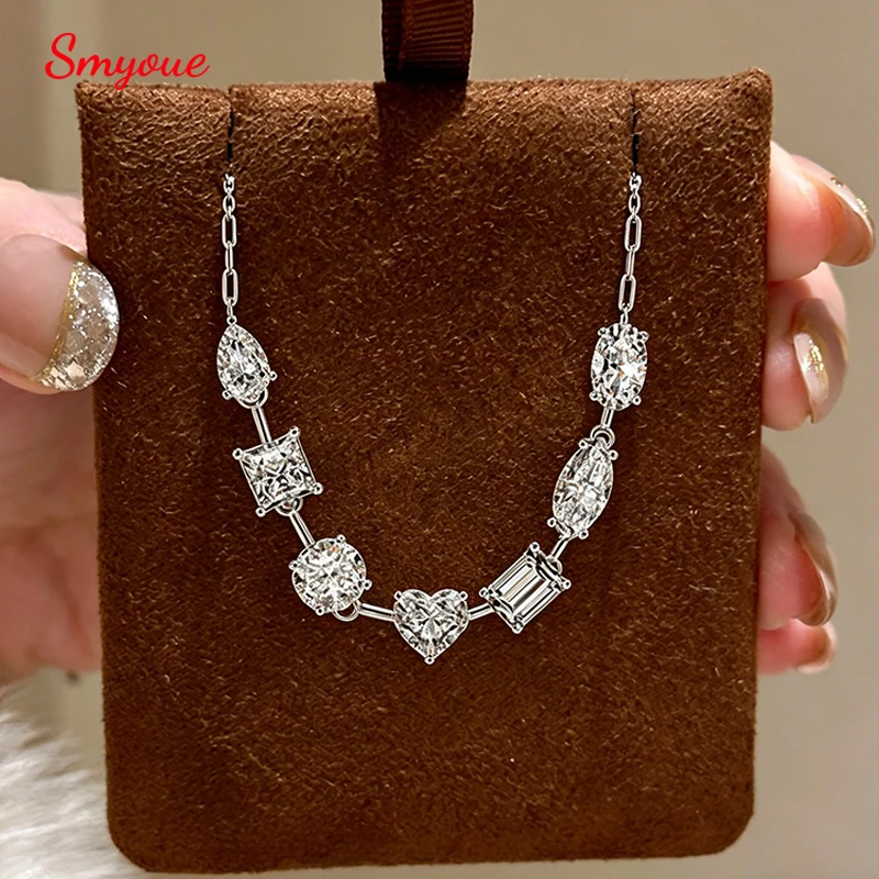 

Smyoue 7CTTW All Moissanite Necklace for Women 18K Plated Bride Wedding Birthday Gifts S925 Pure Silver Lab Diamond Jewelry