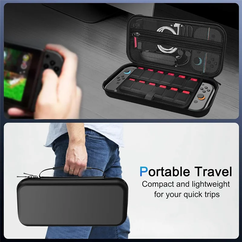 【تصقيد الأخير!】حقيبة يد لحمل نينتندو سويتش 2 2025 حقيبة حمل للسفر مع فتحة لبطاقة الألعاب غلاف صلب واقٍ