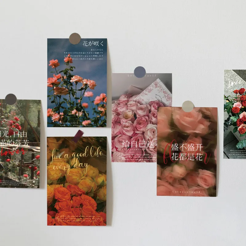 Ins Mooie Bloemen Ansichtkaart Foto Rekwisieten Achtergrond Muur Decoratieve Kaart Warm Hart Berichtkaart Wenskaart 10 Vellen