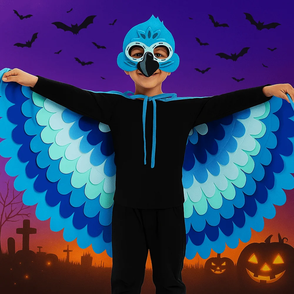 Cute Felt Cloth Halloween Cloak with Mask Robe Owl Halloween Children Costume Bird Wings Cosplay Cape Mask Set Kid Gifts