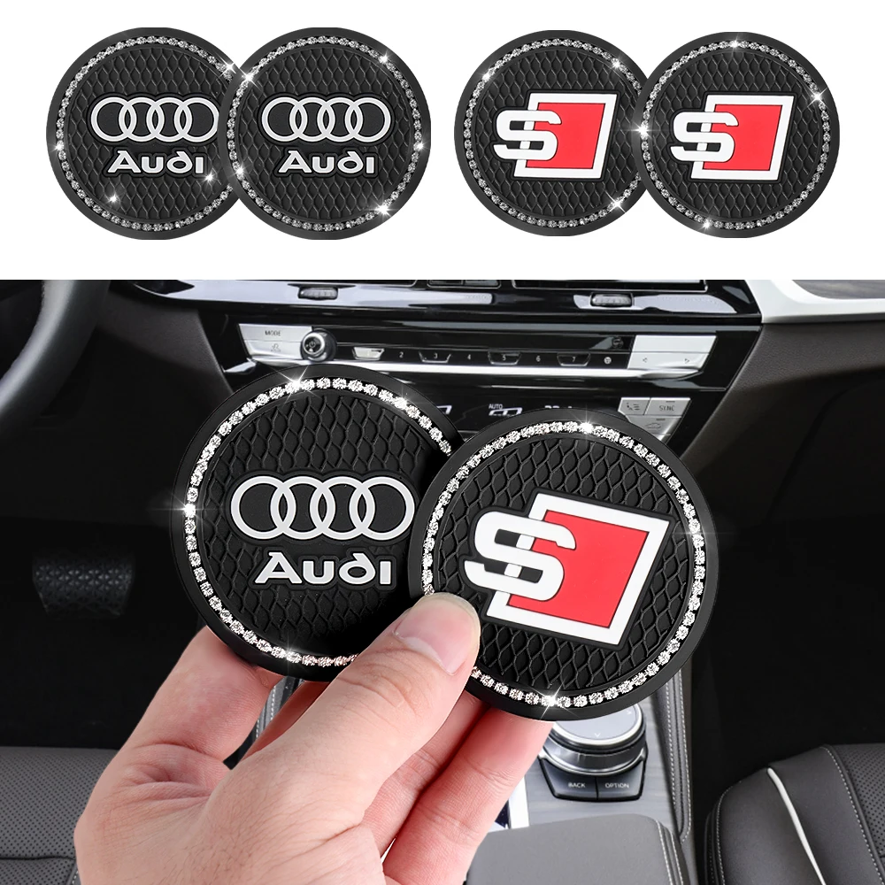 1/2PCS Non-slip Car Water Cup Pad Diamond Rhinestone Rubber Mat For Audi S line TT a4 b8 b6 a3 8p a6 c7 c8 a5 Car Accessories