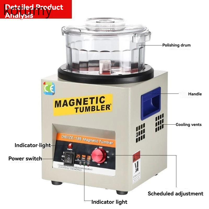 KOTUMY 220V Magnetic Polishing Machine - Metal Parts Cleaner Deburring Tool for Gold Silver Jewelry Aluminum Alloy Rust Removal