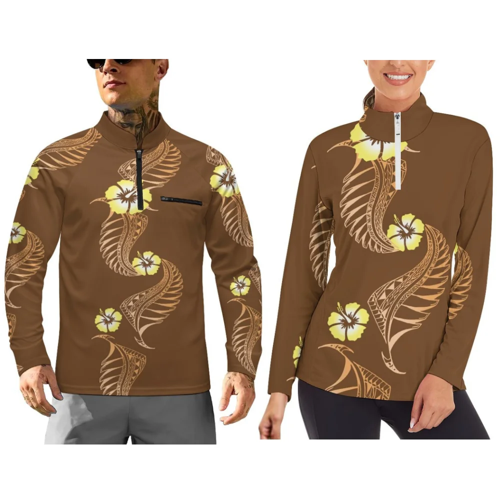 Polynesian Autumn And Winter Couple Sportswear Long-Sleeved Sportswear Long-Sleeved Fitness Wear Customizable Patterns