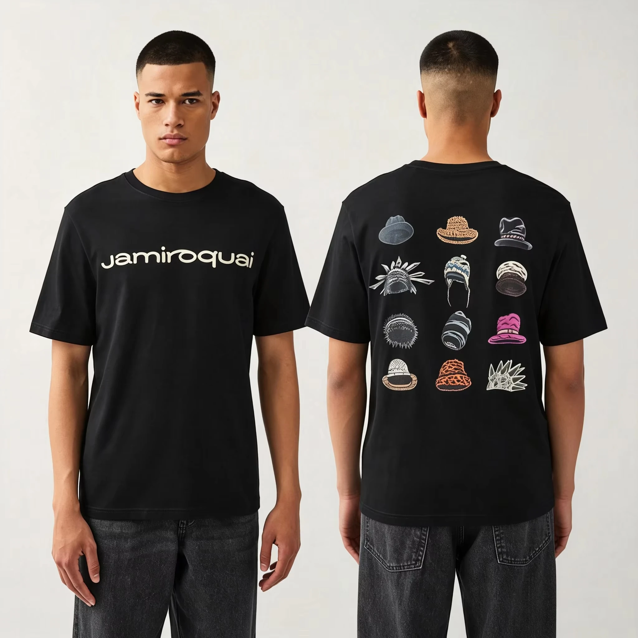 2026 Vintage Oversized T‑Shirt For Adults Kids Multiple Styles Hats Collection Hand Drawn Art Loose Short Sleeve Street Tee