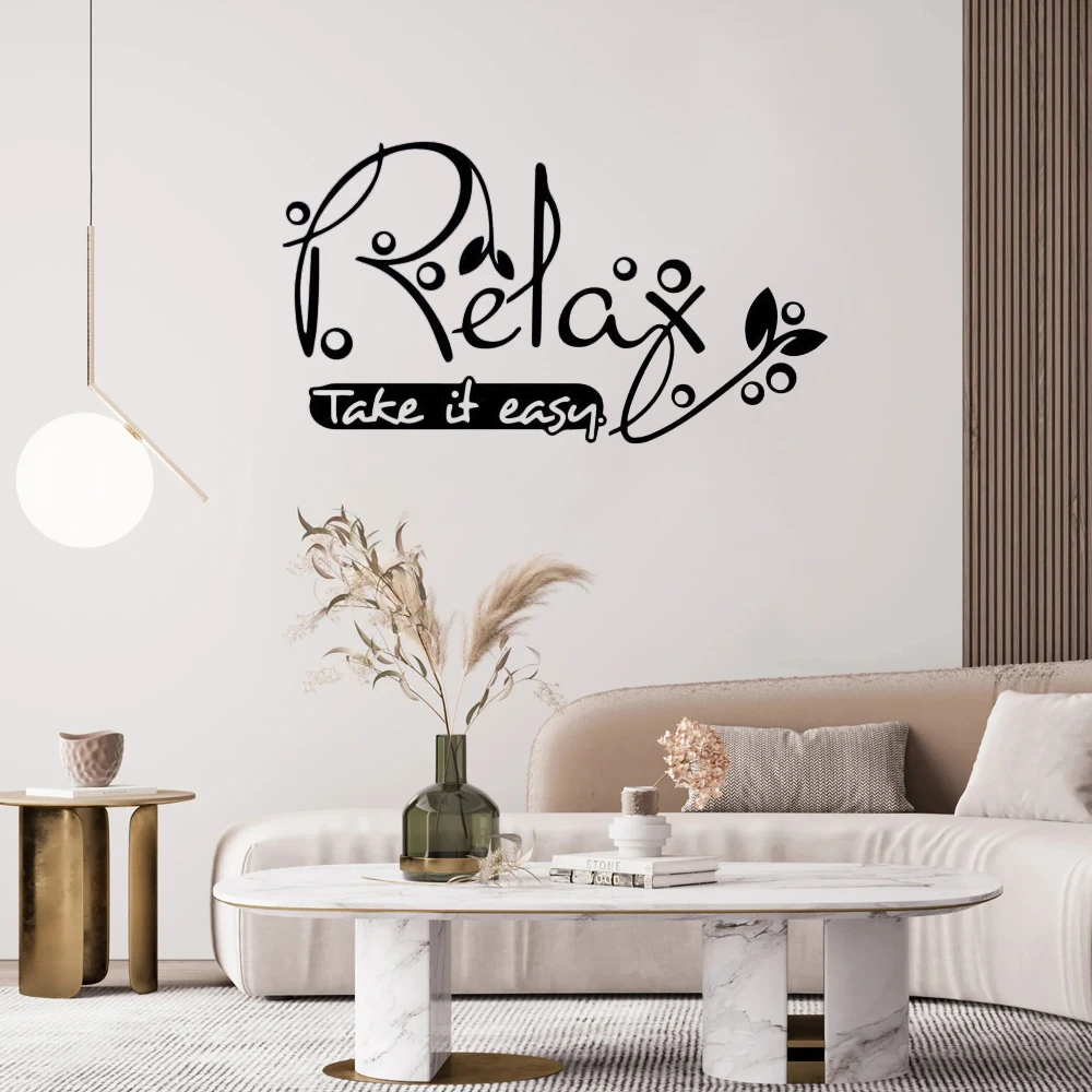 Smile Art Relax Take It Easy Phrase Interior Family Wall Stickers Mural Art Home Decor Wall Decal for Kids Vinyl Decals