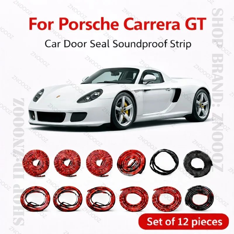 

For Porsche Carrera GT Car Door Seal Strip Rubber Double Layer Soundproof Dustproof Waterproof Door Weatherstrip 12PCS Set