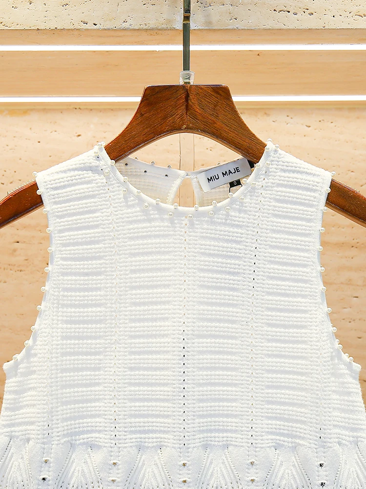 

S Home Nan You High End Women's Summer 2025 Hollow out Knitted Vest Top Hollow out Women's Faion Commute Sle ort Sve