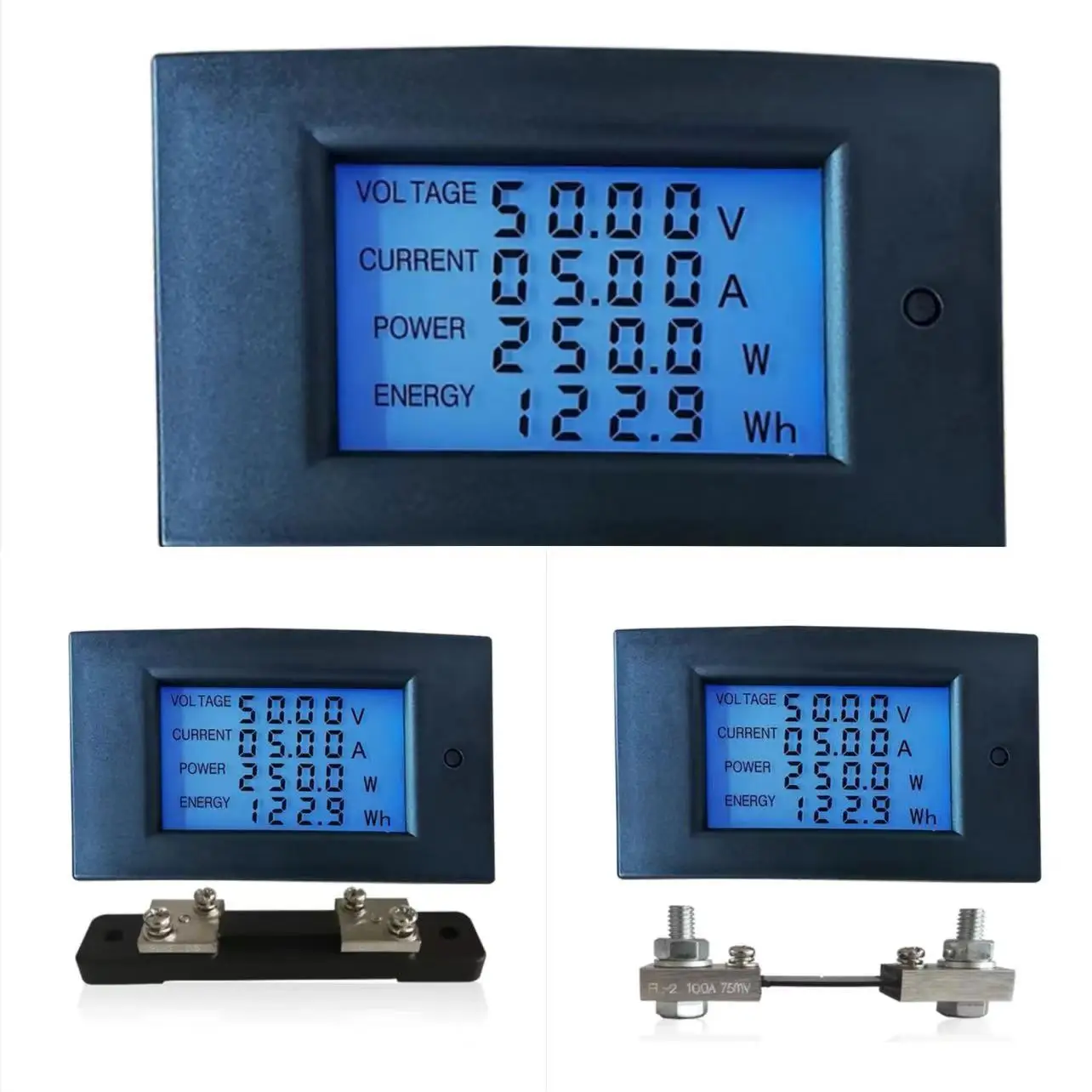 DC7.5-100V voltmetro digitale amperometro Monitor di potenza misuratore di corrente di tensione misuratore di energia LCD 4 pollici 20A 50A 100A con