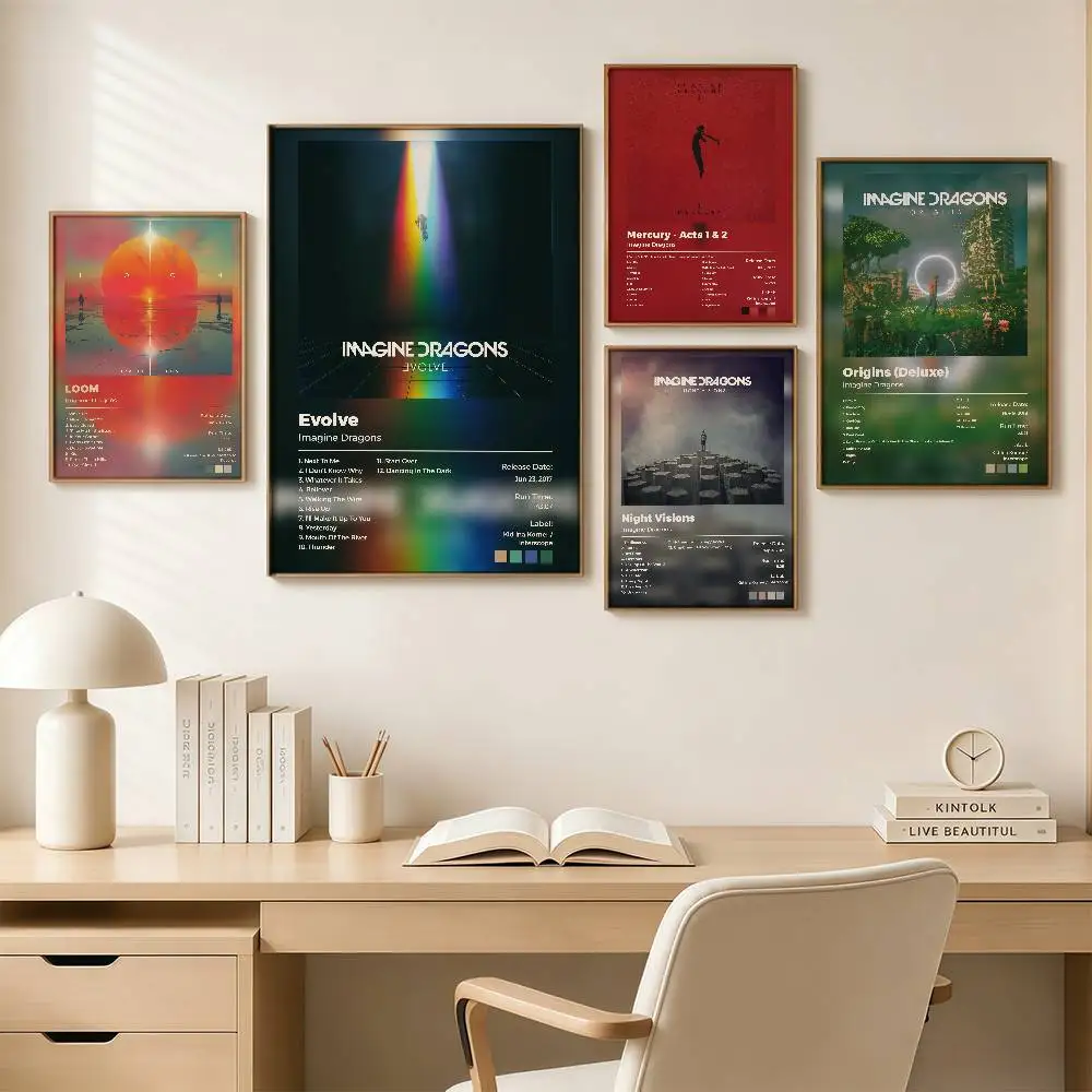Band I-Imagine D-Dragons Posters Wall Art Retro Painting Home Room Cafe Club Dorm Wall Decor