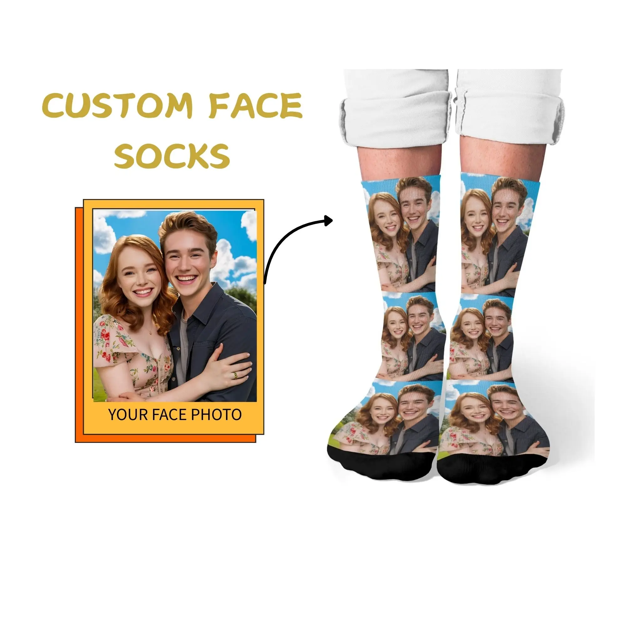

Couple’s Outdoor Moment Photo Custom Socks Print Your Special Outdoor Date or Trip Soft Warm for Daily Sweet Memories Wearing