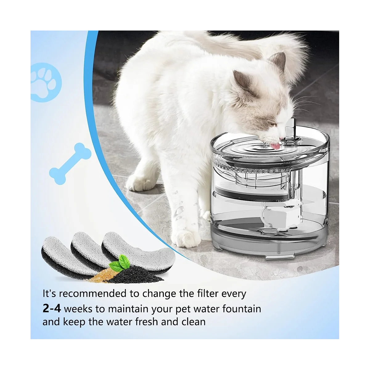 Cat Water Fountain Filter, 16 Pack Pet Fountain Filter Replacement Compatible with WF050 Pet Water Fountain