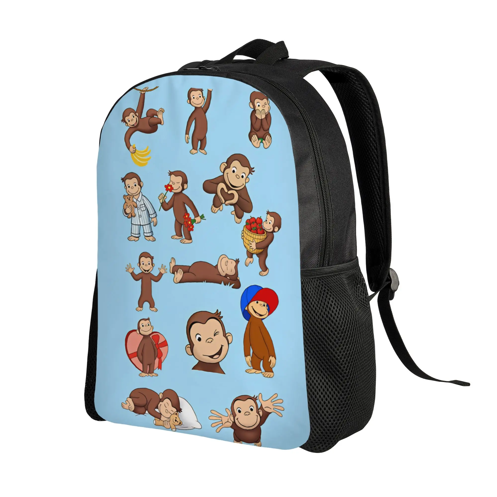 Curious George Cute Poses Backpack  Travel Backpacks Women Colorful Breathable High School Bags Aesthetic Rucksack
