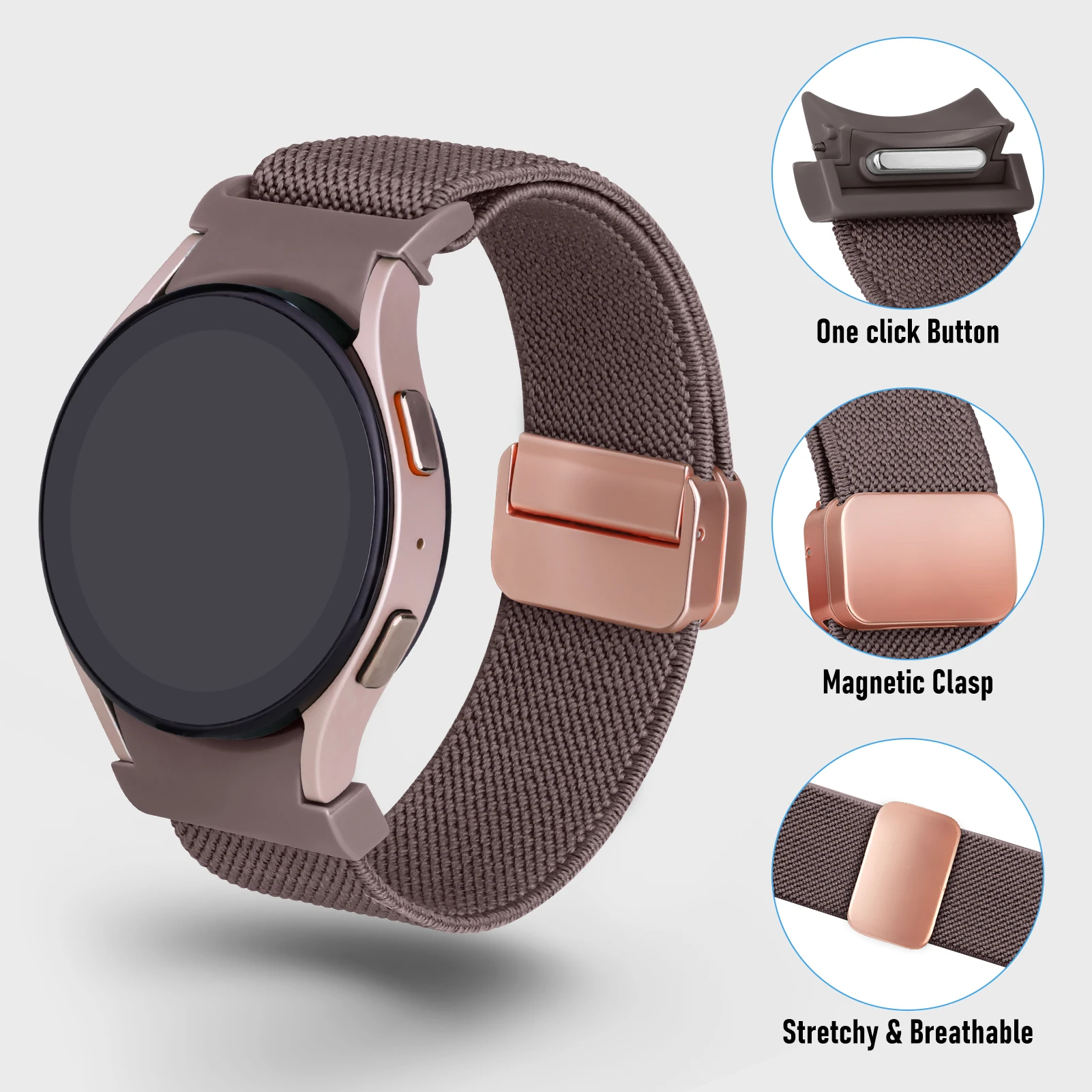 Banda magnética para Samsung Galaxy Watch, pulseira de nylon, sem lacunas, relógio clássico 6, 4, 5 pro, 47mm, 43mm, 44mm, 40mm, pulseira Watch6