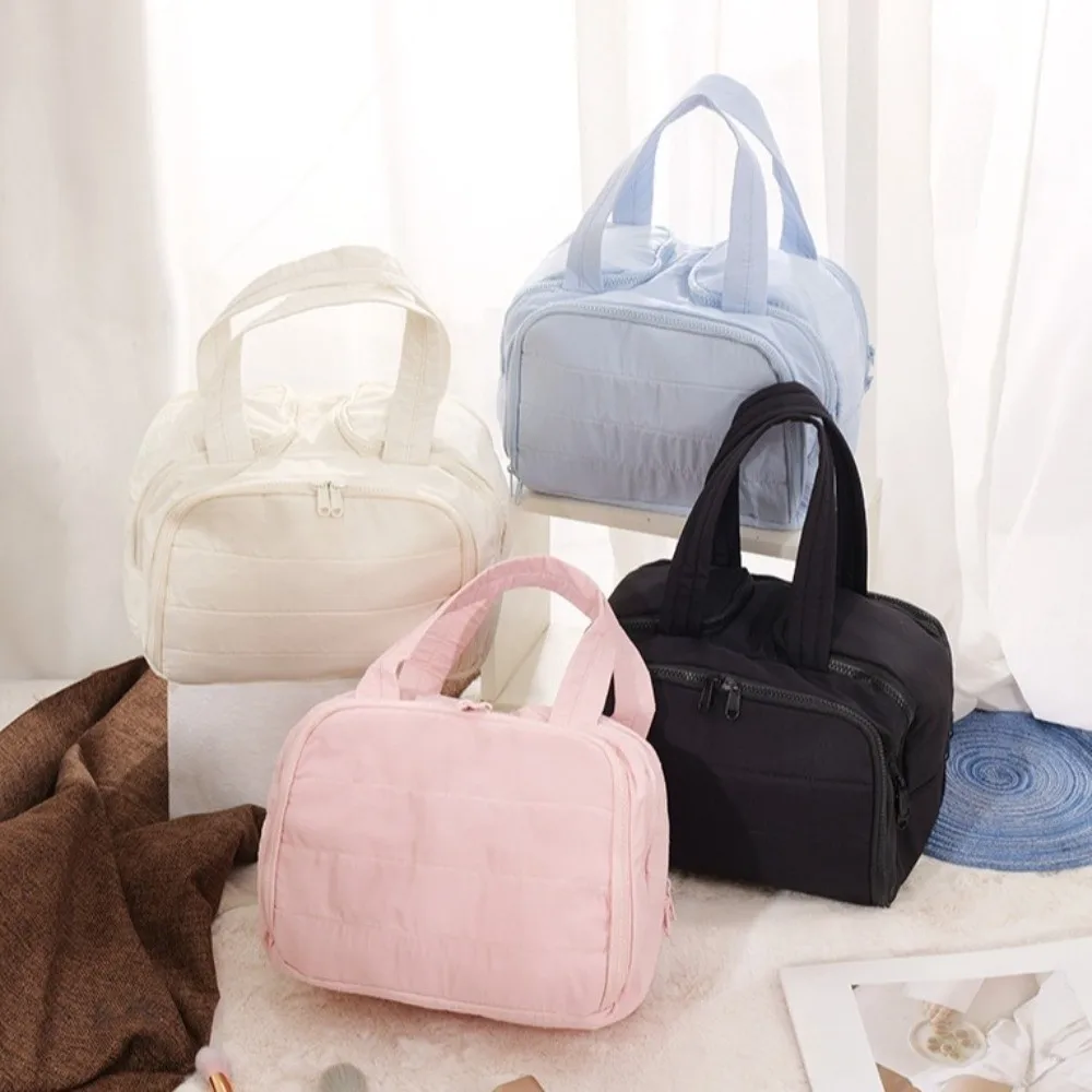 Multipocket Design Cosmetic Handbag Double Side Open Zipper Closure Travel Toiletry Bag Large Capacity Separate Dry and Wet