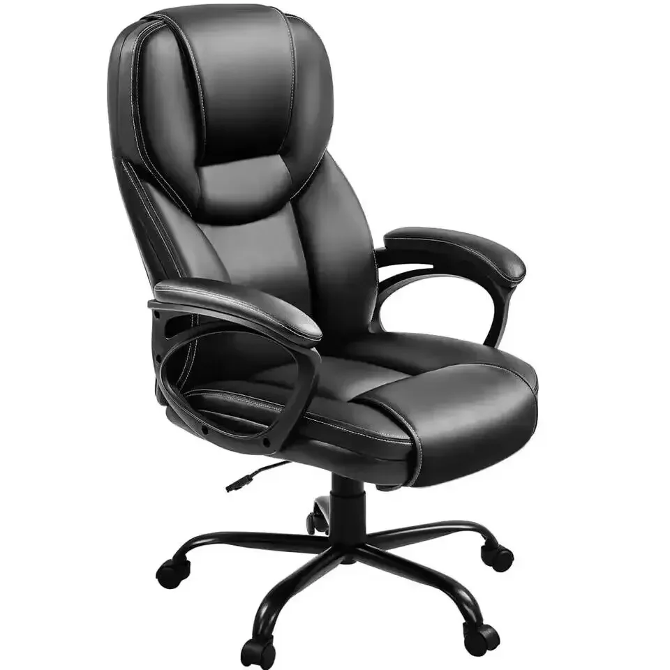 

Postmodern Faux Leather Swivel Office Chair With Ergonomic High Back For Home Office, Black