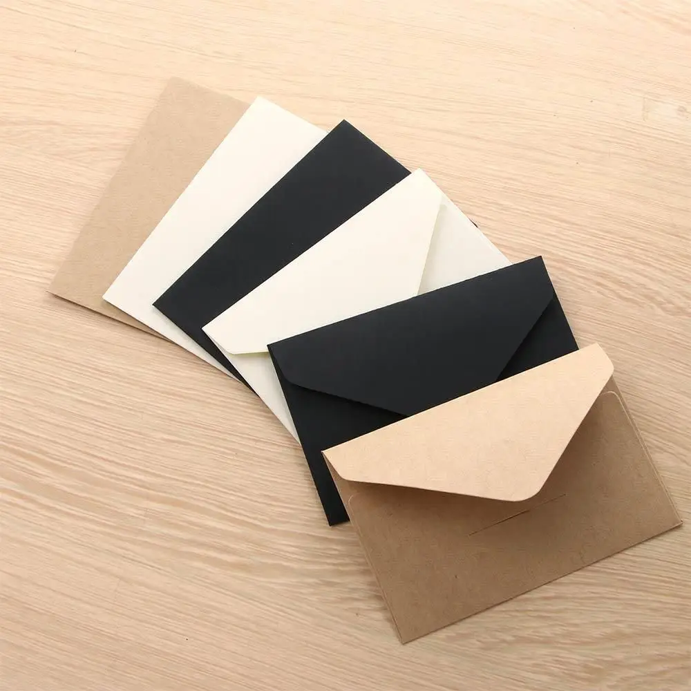 Black 20PCS Blank Classical Kraft Paper Mini White Invitation Envelope Gift Envelope For Letter Paper Envelopes