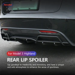 NovaAcc Rear Bumper Diffuser for Tesla Model 3 Highland 2024 Matte ABS Bumper Cover Rear Protector Guard Aprons Car Accessories