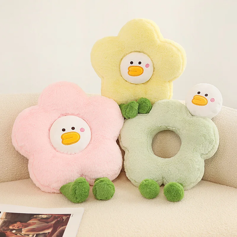 وسادة على شكل بطة على شكل زهرة وسادة أريكة قيلولة ناعمة وسادة كرسي عباد الشمس الملونة للمكتب والفصول الدراسية وغرفة نوم الفتيات وأعياد الميلاد #1