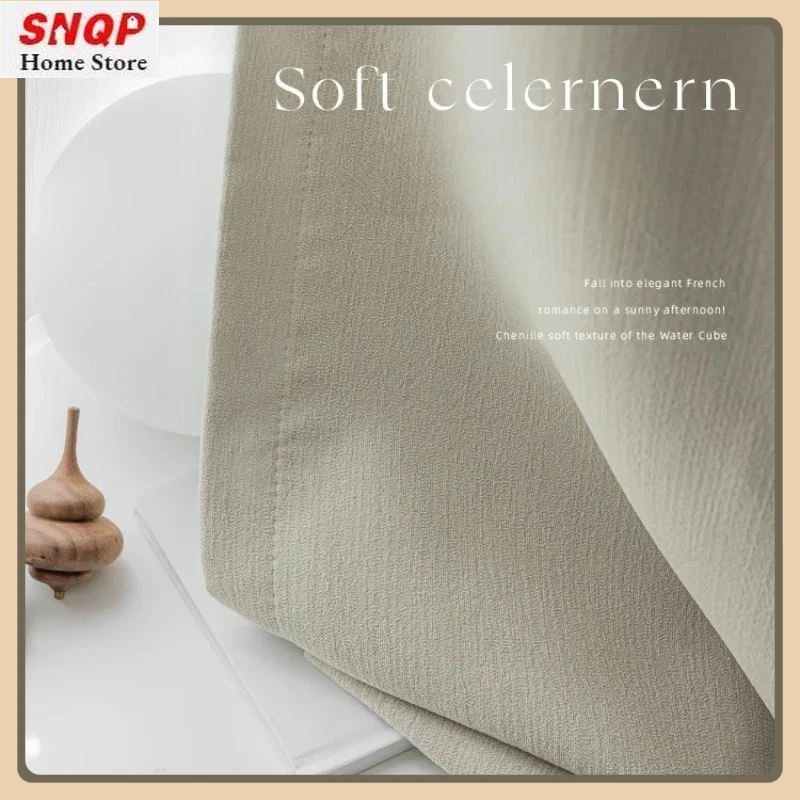 

Cream White French Blackout Curtains for Living Room Bedroom Dining Cotton and Linen Custom Curtains Window Thicken White Tulle