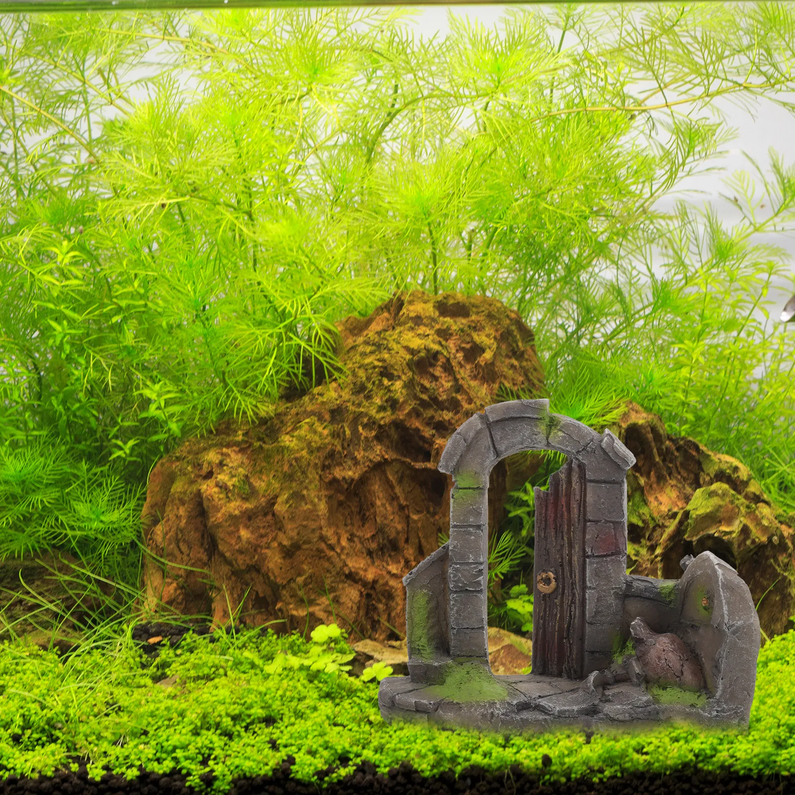 

Aquarium Rocks Resin Ornaments Decoration Castle Stone Pillar Gate Fish Accessories