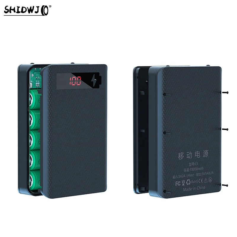 1pcs Charger Detachable DIY Shell 5*18650 Battery Power Bank Case 10W Dual USB Holder Battery Storage Box