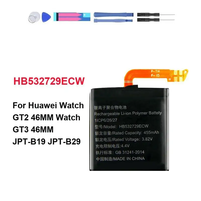 Watch Battery HB532729ECW Portable For Huawei Watch GT2 46MM Watch GT3 46MM Jpt-B19 Jpt-B29 455mAh
