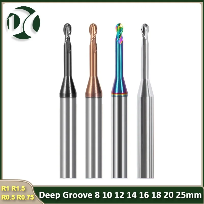 

Cutter Avoiding Long Neck Cutting Lengthening CNC 2F Deep Hole Steel For Metal R0.5/R0.75/R1.5 Deep Groove Alloy Ball Milling