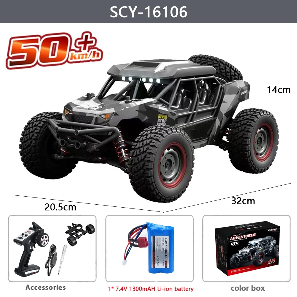 16106 1:16 50 KM/H 4WD RC Auto Met LED Afstandsbediening Off-road Auto Hoge Snelheid Drift Monster Truck voor Kinderen vs Wltoys 144001   Speelgoed