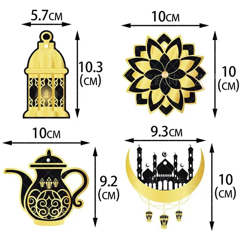 Decorazioni pendenti Eid Mubarak Ramadan Mubarak Ornamenti di carta Ramadan Kareem Ciondolo a forma di stella di luna per la festa Eid al-fitr