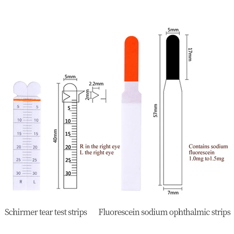 Striscia fluorescente oftalmica medica carta reattiva per il rilevamento degli occhi carta da filtro per il rilevamento degli strappi artificiali striscia di carta per il rilevamento degli occhi