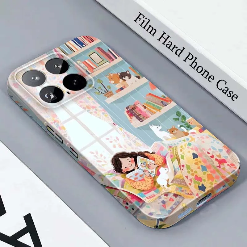Capa Rígida para Celular com Desenho de Menina de Desenho Animado Lendo, Compatível com Honor Play Magic 8 7 6 X9d X9c X9 X8b X8A X8 500 200 X50 X60 Lite GT Pro