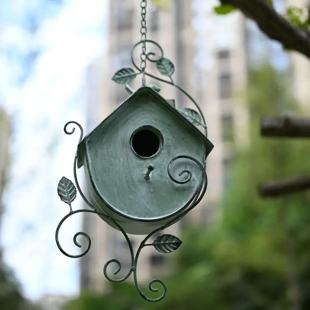 Iron Bird Nest Hanging Piece Outdoor Courtyard Garden Layout Outdoor Courtyard Garden Layout Bird House Hanging Basket