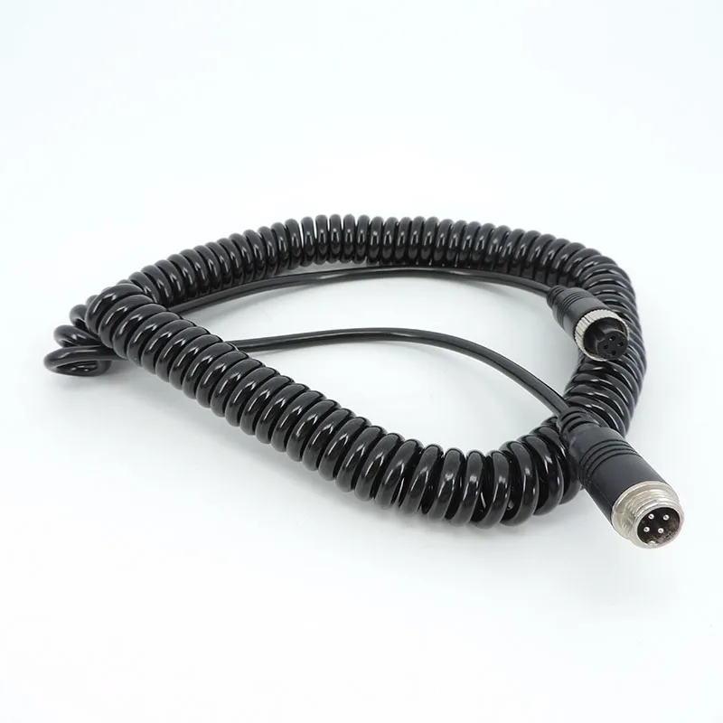 4 Pin spring Aviation Extension Video connector extension Cable 5m 8M for Truck Bus Monitor CCTV Camera Connection