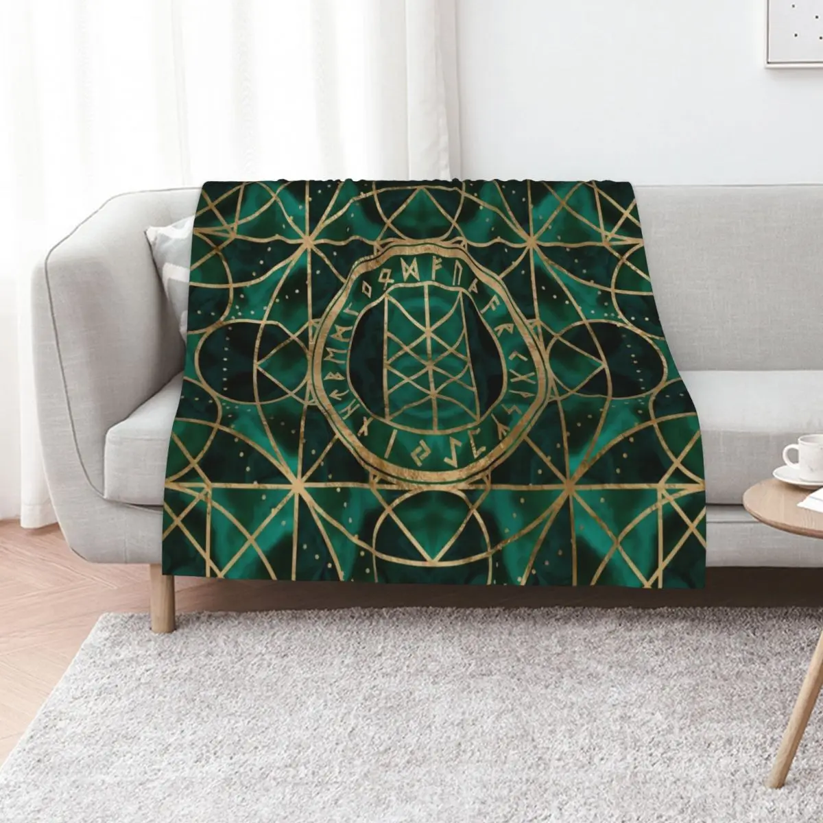 Web of Wyrd The Matrix of Fate - Gold and Malachite Throw Blanket Soft Plush Plaid Warm manga Sofas Luxury Thicken Hair Blankets