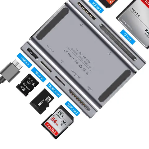 USB 3.0 다기능 노트북 PC용 고속 카드 리더, CF SD MS M2 TF 메모리 카드 스마트 카드 리더기, FB 5 in 1