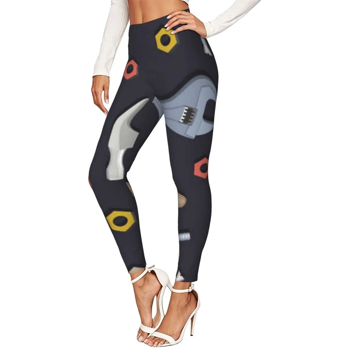 Construction Repair Instruments Women Leggings High Waisted Stretch Tights Workout Running Pants