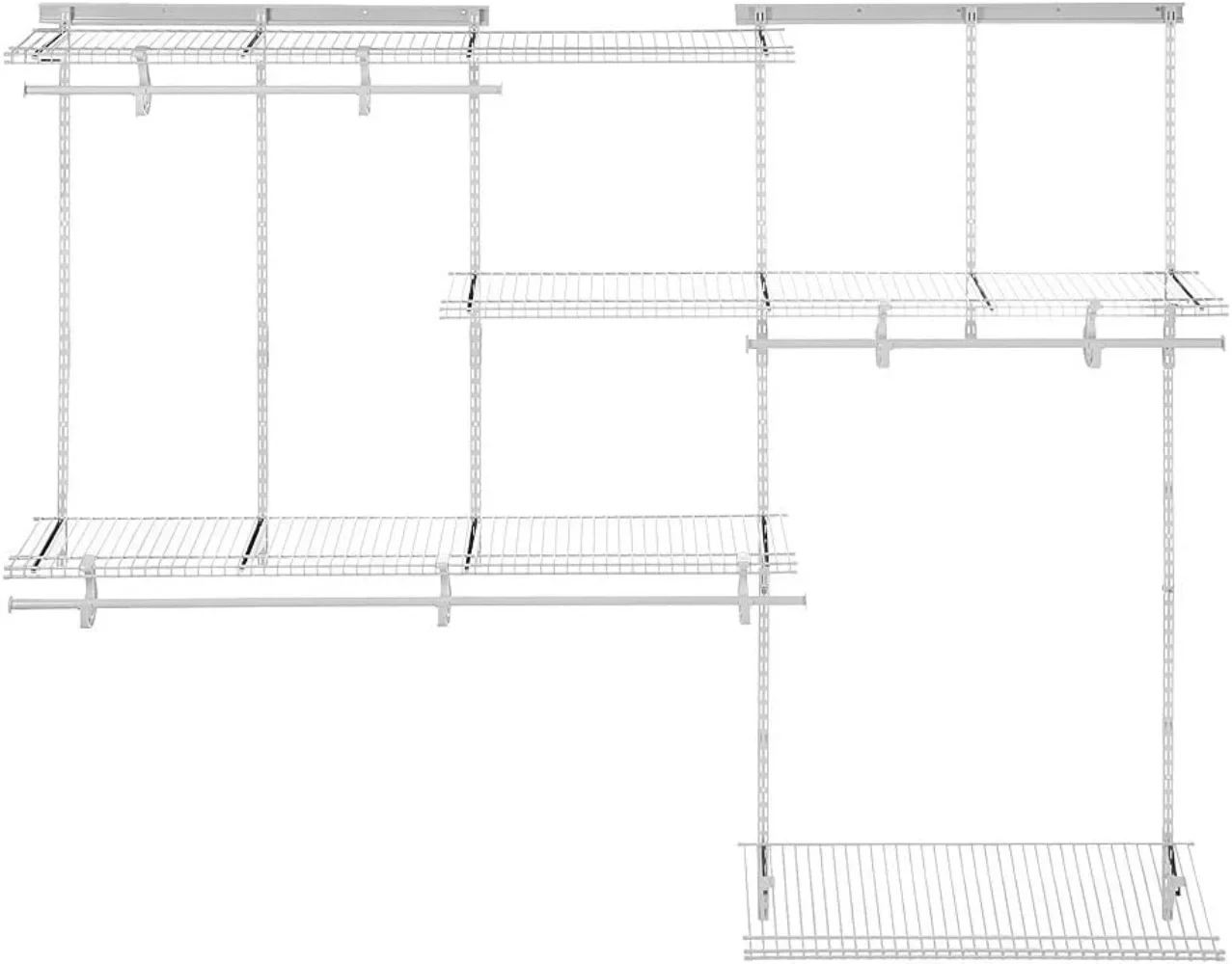 ClosetMaid ShelfTrack Wire Closet Organizer System, Adjustable from 5 to 8 Ft., With Shelves, Clothes Rods, Shoe Shelf, Hardware