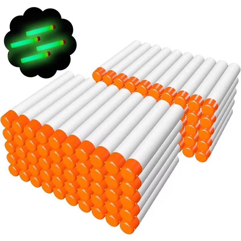 ZIVCONCING 100PCS Recambio Dardos para Nerf N-Strike Elite Modulus Glow at Dark Bullets - Blanco