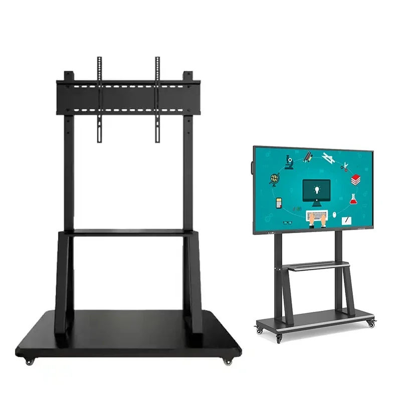 Movable Mobile TV Stand Vertical Floor and Wheel Bracket Steel Metal All-In-One Machine Mount for Conferences